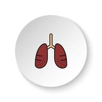 Round button for web icon, Diseases, lungs. Button banner round, badge interface for application illustration on white background vector