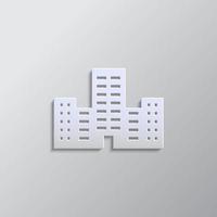 building paper style, icon. Grey color vector background- Paper style vector icon.