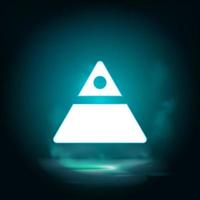 finance pyramid neon vector icon. Illustration neon blue, yellow, red icon set