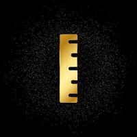 geometry, measuring ruler gold icon. Vector illustration of golden particle background. isolated vector sign symbol - Education icon black background .