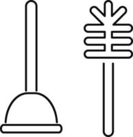 Line vector icon brush, plunger. Outline vector icon on white background