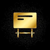 blackboard gold icon. Vector illustration of golden particle background. isolated vector sign symbol - Education icon black background .