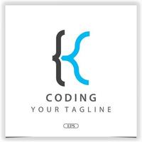 letra kcodificación o programador logo prima elegante modelo vector eps 10