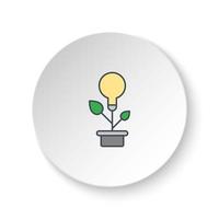 Round button for web icon, eco energy, lamp, plants . Button banner round, badge interface for application illustration on white background vector