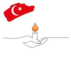 Pray for Turkey and Syria. Helping Turkey and Syria in the 2023 earthquake. Memorial candles vector