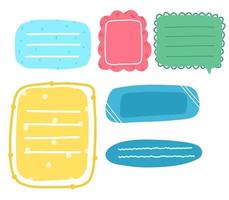 set of colorful sticker with short message, hand drawn set of doodle bubble speech for chat symbol, tag or label vector