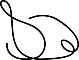 dibujo de una línea de pollo de pavo asado. vector