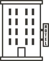 edificio, hotel, describir, icono - edificio vector icono en blanco antecedentes