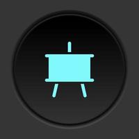 Round button icon, blackboard. Button banner round, badge interface for application illustration on dark background vector