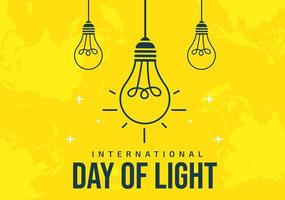 International Day of Light on May 16 Illustration to the Importance Use of Lamp in Flat Cartoon Hand Drawn for Banner or Landing Page Templates vector