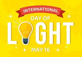 International Day of Light on May 16 Illustration to the Importance Use of Lamp in Flat Cartoon Hand Drawn for Banner or Landing Page Templates vector