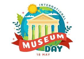 International Museum Day on May 18 Illustration with Building Gallery or Artworks in Flat Cartoon Hand Drawn for Web Banner or Landing Page Templates vector