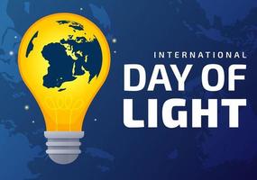 International Day of Light on May 16 Illustration to the Importance Use of Lamp in Flat Cartoon Hand Drawn for Banner or Landing Page Templates vector