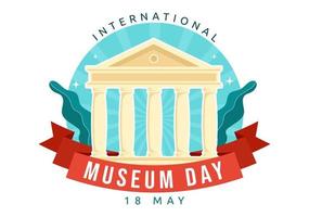 International Museum Day on May 18 Illustration with Building Gallery or Artworks in Flat Cartoon Hand Drawn for Web Banner or Landing Page Templates vector