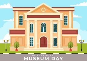 International Museum Day on May 18 Illustration with Building Gallery or Artworks in Flat Cartoon Hand Drawn for Web Banner or Landing Page Templates vector