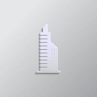 building paper style, icon. Grey color vector background- Paper style vector icon.