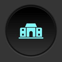 Round button icon, building, college. Button banner round, badge interface for application illustration on dark background vector