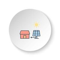 Round button for web icon, home, solar, charger. Button banner round, badge interface for application illustration on white background vector