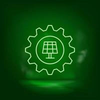 Setting, solar neon vector icon. Save the world, green neon, Green background