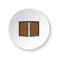 Round button for web icon, Door, open, icon. Button banner round, badge interface for application illustration on white background vector