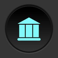 Round button icon, bank. Button banner round, badge interface for application illustration on dark background vector