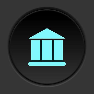 Round button icon, bank. Button banner round, badge interface for application illustration on dark background