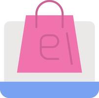 E-commerce laptop, package color vector icon.