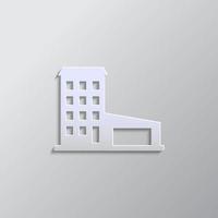 building paper style, icon. Grey color vector background- Paper style vector icon.