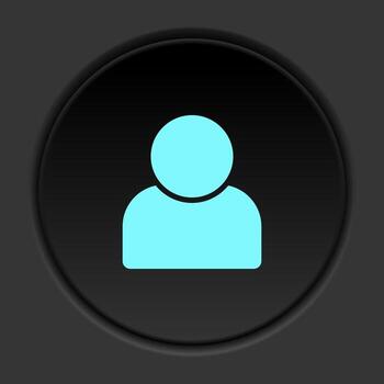 Round button icon, avatar. Button banner round, badge interface for application illustration on dark background vector
