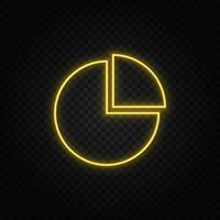 Yellow neon icon analysis, analytics. Transparent background. Yellow neon vector icon on dark background