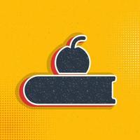 book, apple pop art, retro icon. Vector illustration of pop art style on retro background