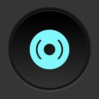 Round button icon, cd, disk, dvd. Button banner round, badge interface for application illustration on dark background vector