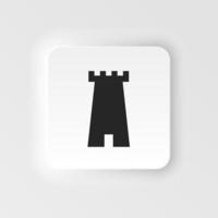 Castle tower. Vector neumorphic style icon grey. Tower vector neumorphic style icon .