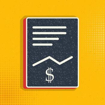 business report, chart pop art, retro icon. Vector illustration of pop art style on retro background