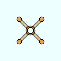 atom, atom bond color vector icon, vector illustration on dark background