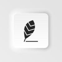 Pen, bird feather icon - Vector. Simple element illustration from UI concept. Pen, bird feather icon neumorphic style vector icon .