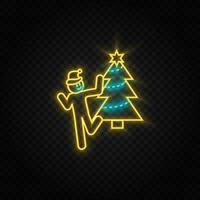 Christmas, hat neon icon. Blue and yellow neon vector icon. Transparent background
