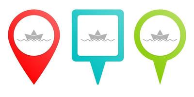 boar, paper, sea, business. Multicolor pin vector icon, diferent type map and navigation point. on white background