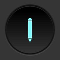 Round button icon, pencil. Button banner round, badge interface for application illustration on dark background vector