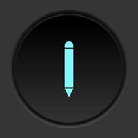 Round button icon, pencil. Button banner round, badge interface for application illustration on dark background vector