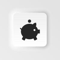 dinero en efectivo, dinero, cerdito banco neumorfo estilo vector icono. sencillo elemento ilustración desde ui concepto. dinero en efectivo, dinero, cerdito banco neumorfo estilo vector icono. Finanzas concepto vector ilustración. .