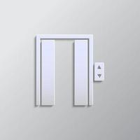 Elevator open, icon paper style. Grey color vector background- Paper style vector icon