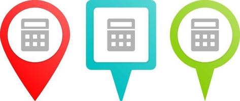 calculator. Multicolor pin vector icon, diferent type map and navigation point. on white background