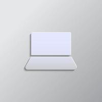 computer paper style, iocn. Grey color vector background- Paper style vector icon.