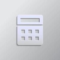 calculator paper style, iocn. Grey color vector background- Paper style vector icon.