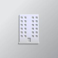 edificio papel estilo, icono. gris color vector fondo- papel estilo vector icono.