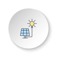 Round button for web icon, solar, charger, sun. Button banner round, badge interface for application illustration on white background vector