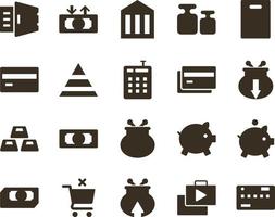 Money and finance icon set, card, credit, money. Investment, banking, money and finance icons on white background vector