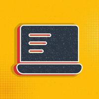 computer, notebook pop art, retro icon. Vector illustration of pop art style on retro background