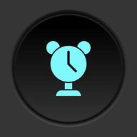 Round button icon, alarm, clock. Button banner round, badge interface for application illustration on dark background vector